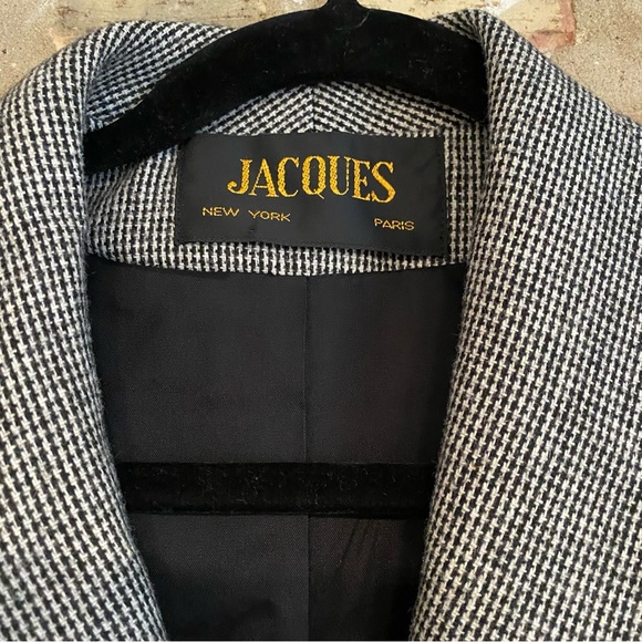 Vintage Jacques Women's Houndstooth Wool Blazer Jacket size 10 grey black blazer - Picture 6 of 9